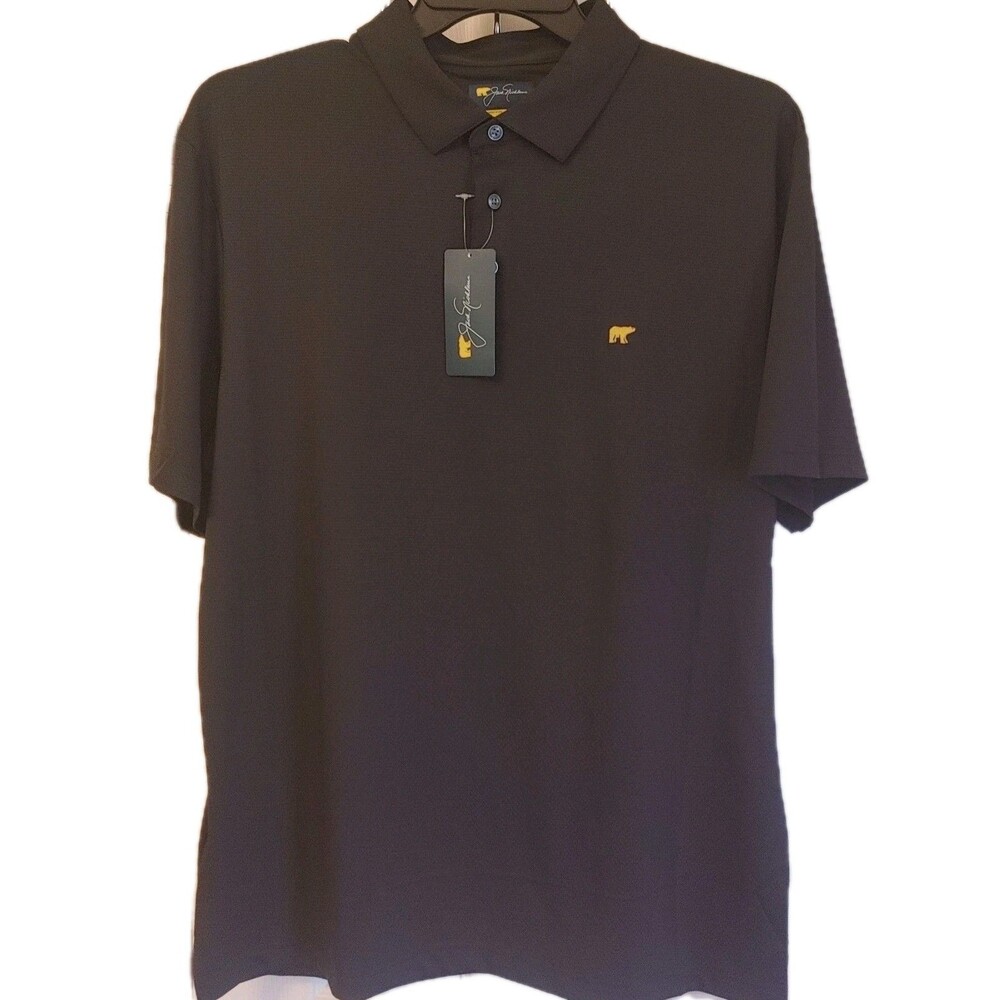 Jack Nicklaus Golden Bear Black Polo Golf Shirt Men's Lg Moisture Wicking UPF 40
